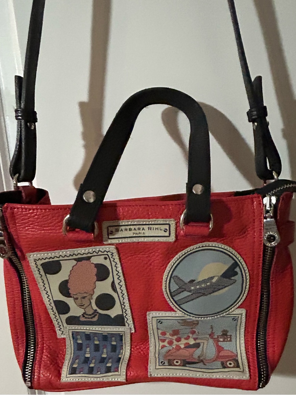 Barbara Rihl Red Leather Patchwork Handbag - Picture 5 of 5